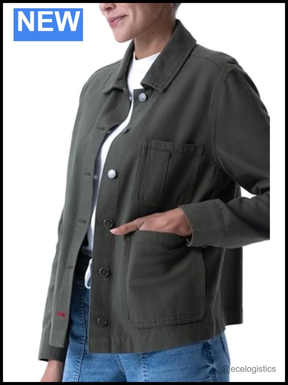 Women's Cotton Utility Chore Coat, Work Jacket with 4 Pockets